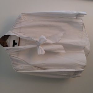 J Crew White Tie Neck Blouse XS
